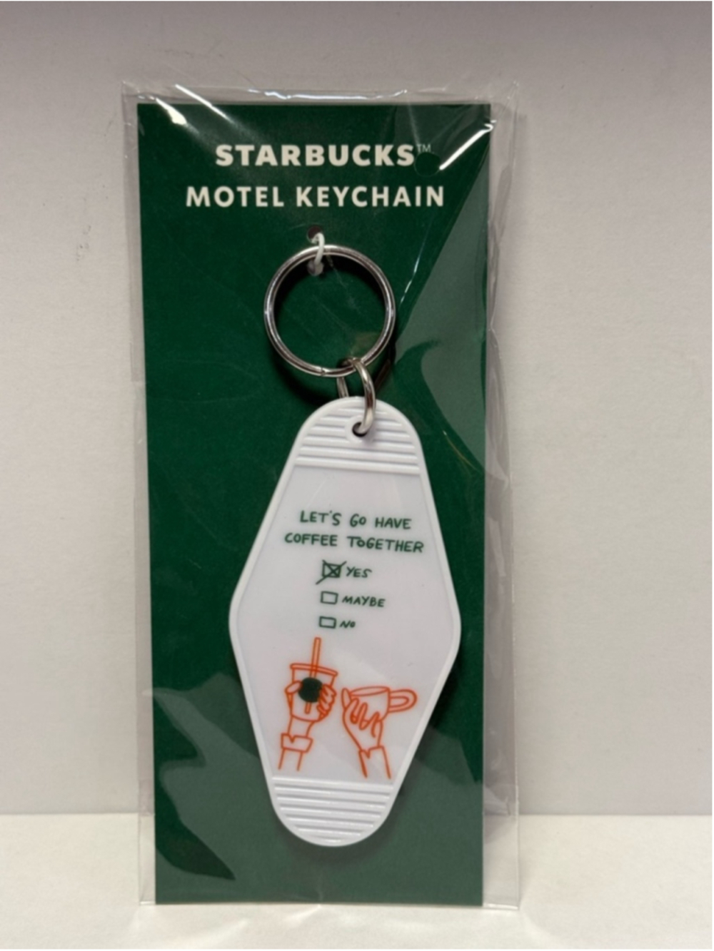 Starbucks Motel Keychain “Let's Go Have Coffee Together” NWT